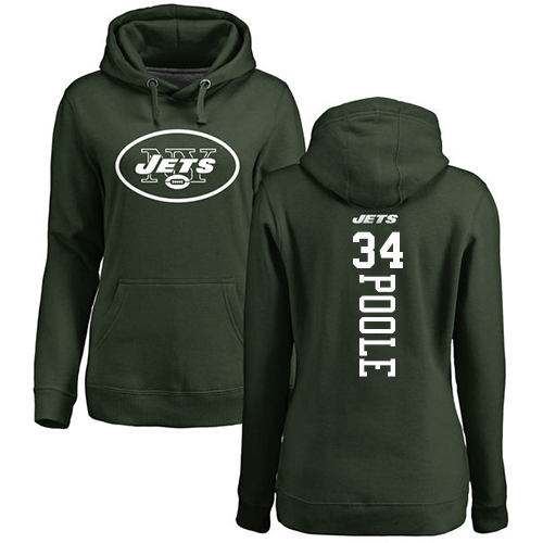 New York Jets Green Women Brian Poole Backer NFL Football #34 Pullover Hoodie Sweatshirts->women nfl jersey->Women Jersey